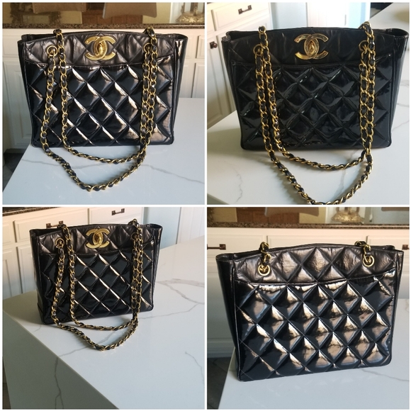 CHANEL Timeless Huge CC 24K Gold Plated Quilted leather chain strap Tote handbag - Picture 12 of 16